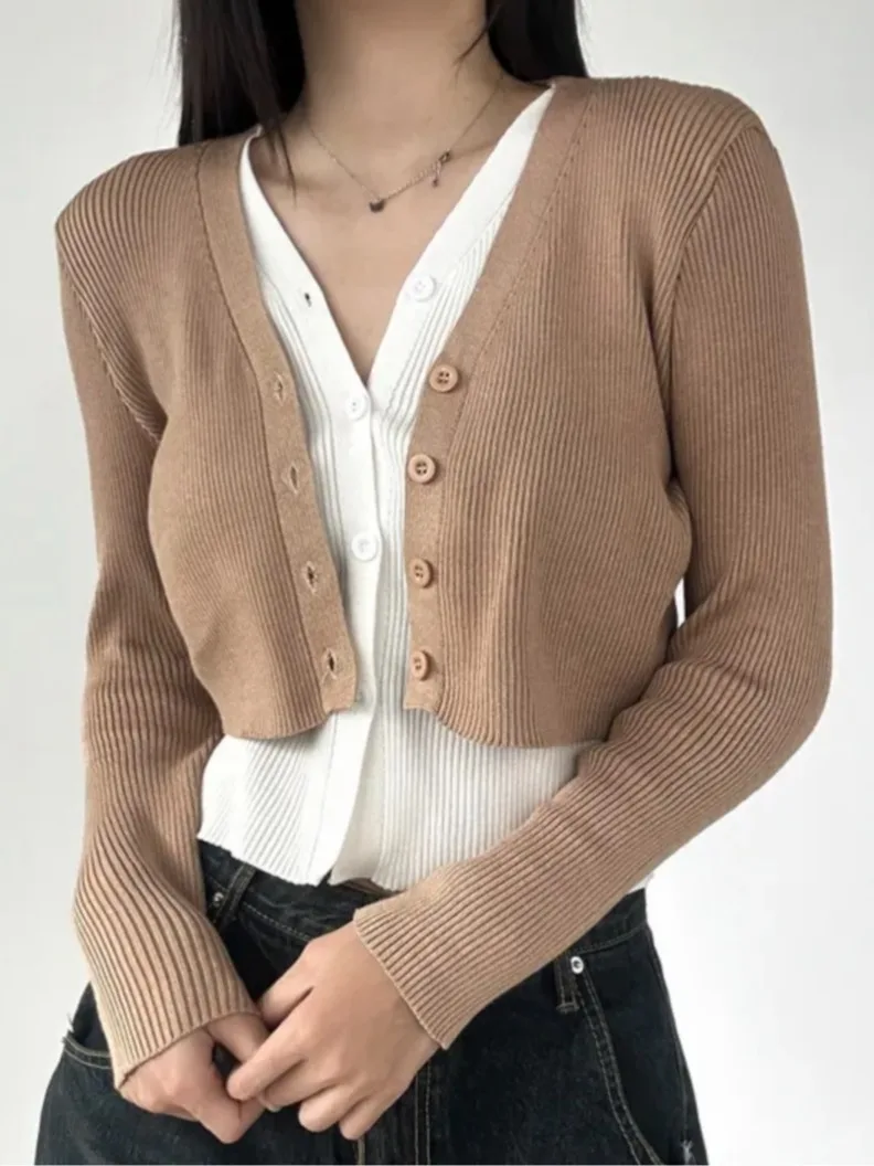 

Цвет Blo V-Ne Вязаный ор Кардиган Женский Ранняя Весна Дизайн Slim Fit Base irt Топ Корейский Sle Внутренняя Одежда Весна Au...