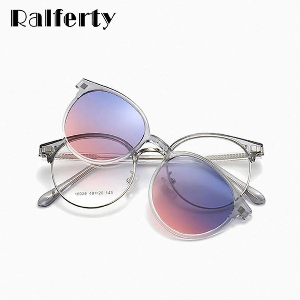 Ralferty Magnetic Sunglasses Women Clip On Glasses Men No Grade Glasses Eyeglass Frame for Women Spectacle Female Driving Goggle