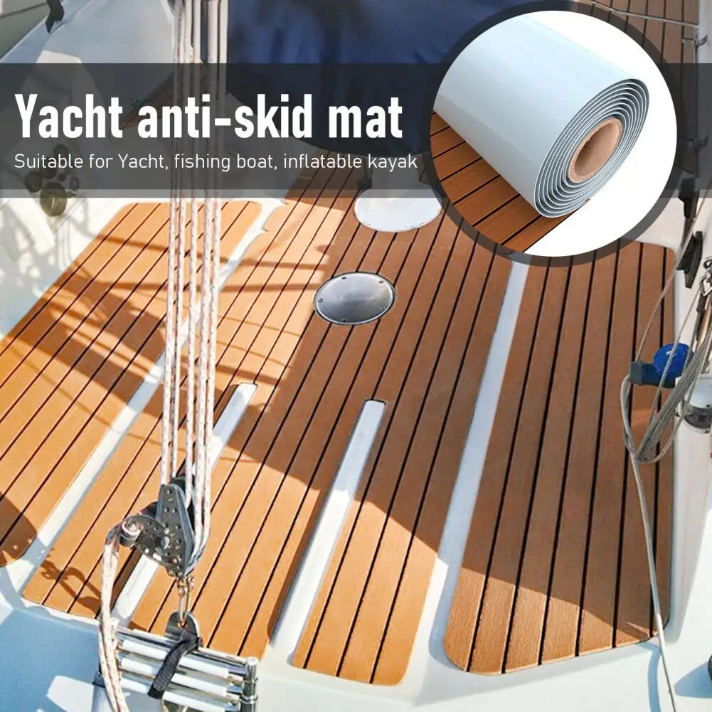 Boat Carpet, EVA Foam Decking Sheet, Faux Teak Marine Mat, Non-Slip Self-Adhesive Boat Flooring for Motorboat RV Yacht Kayak Swi