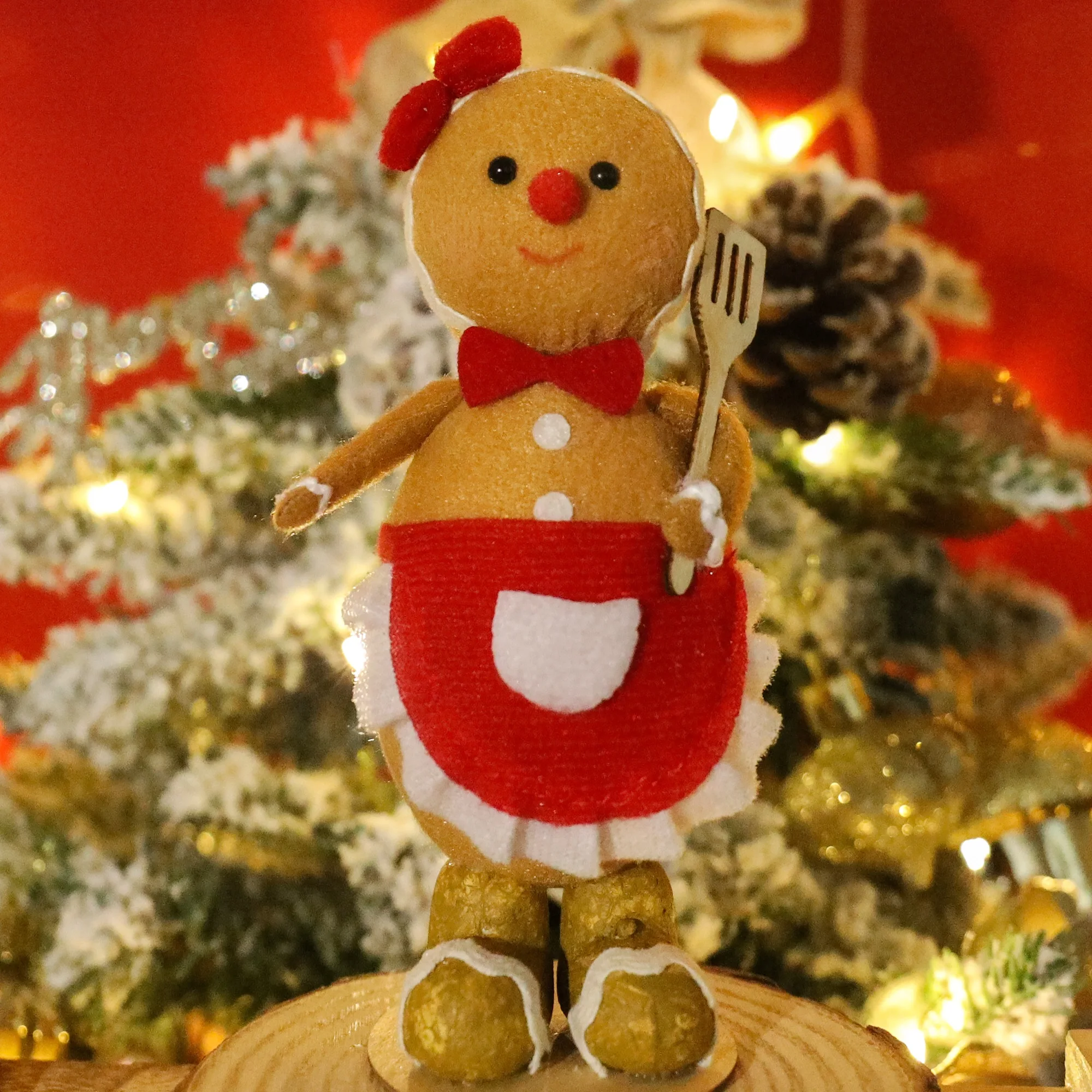 رجل الزنجبيل القطيفة كوكي الزنجبيل جليسة الشيف الزنجبيل رجل عيد الميلاد الحلي السنة الجديدة زينة الحفلات إمدادات المنزل