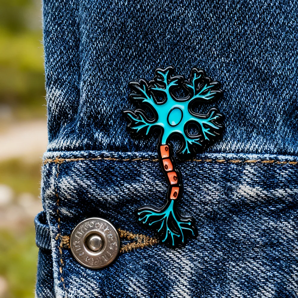 Excellent Neuron Enamel Brooch Neurology Medical Biology Pin Badge for Neuroscientists Doctor Nurse Jewelry Gifts
