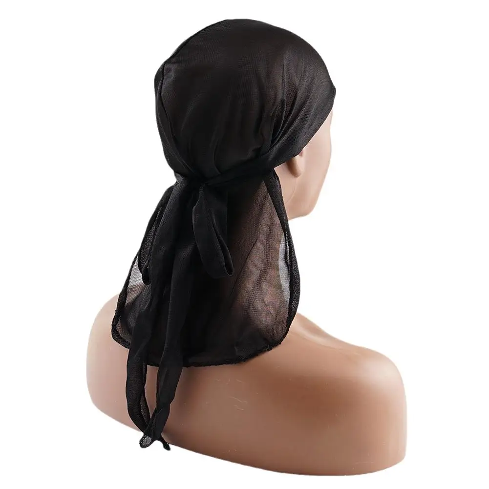 NEW 1PC Unisex Long Silky Durag Long Tail Silky Scarf High-quality Source Velvet Long-tailed Pirate Hat Turban Hair Band Bandana