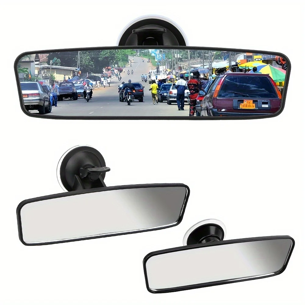 Wide Angle Rearview Mirror - Anti-fog and Anti-glare Curved Glass Provides Ultimate Visibility Premium Car Interior Accessories