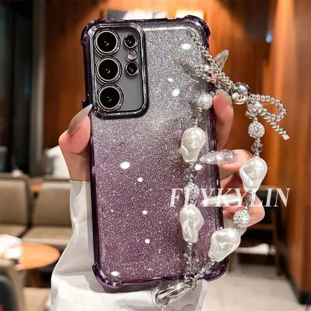 Luxus Armband Stoßfest Telefon Fall Für Xiaomi Redmi Hinweis 14 Pro 13 14 Pro Plus 14S 4G 5G Glitter Herz Spiegel Abdeckung