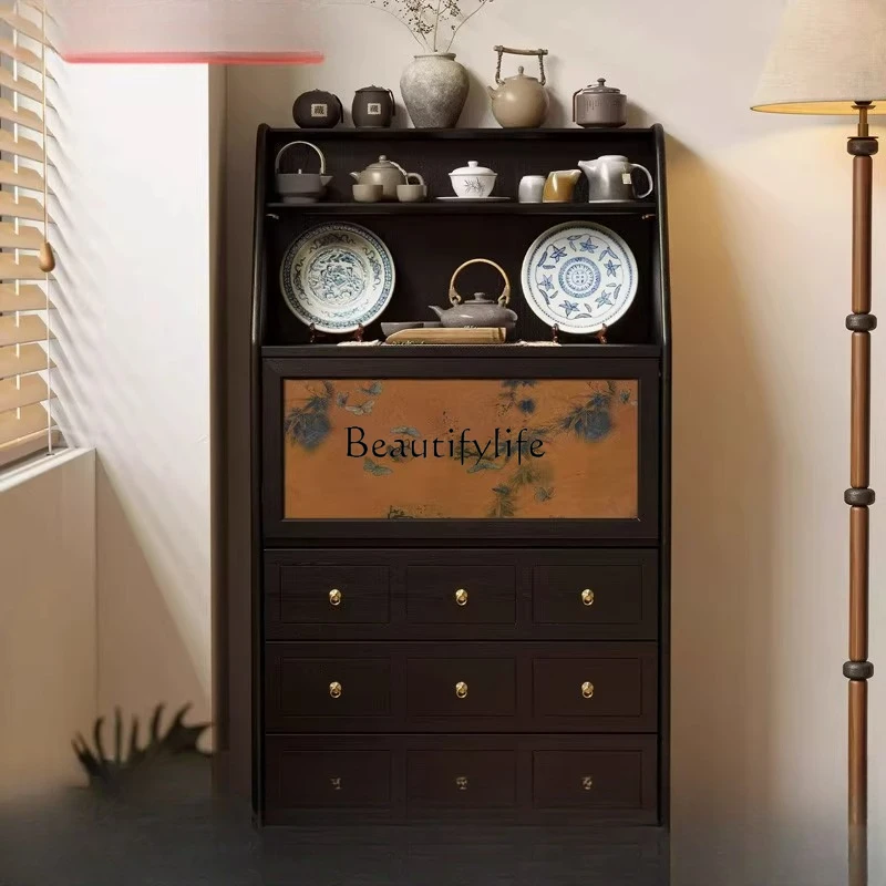 

Light luxury solid wood chest modern simple living room antique storage cabinet