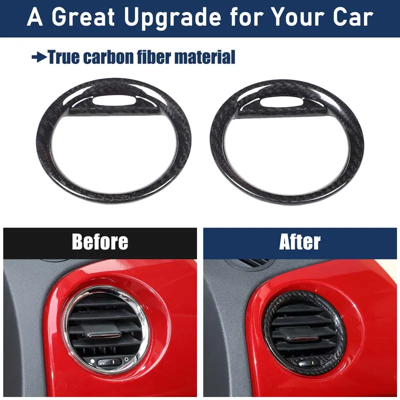 2 قطعة ألياف الكربون الحقيقية لشركة فيات 500 2008-2015 أبارث 595 2012-2015 أبارث 695 2010-2015 سيارة الجانب تنفيس الهواء الإطار اكسسوارات السيارات