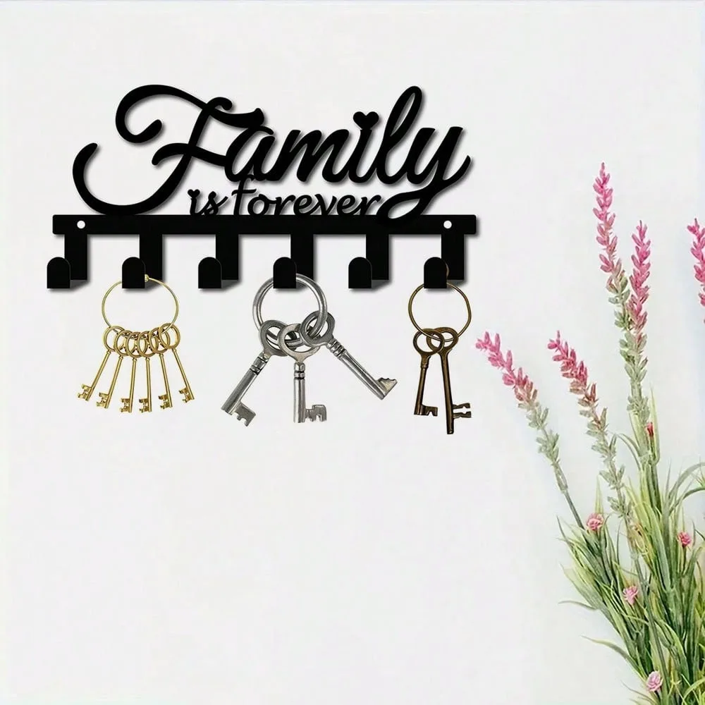 1 Buah Gantungan Kunci Kait Rumah Huruf Kreatif dari Merek G, Kerajinan Rumah Besi Tempa Hitam untuk Rak Mantel Terpasang Di Dinding Balkon