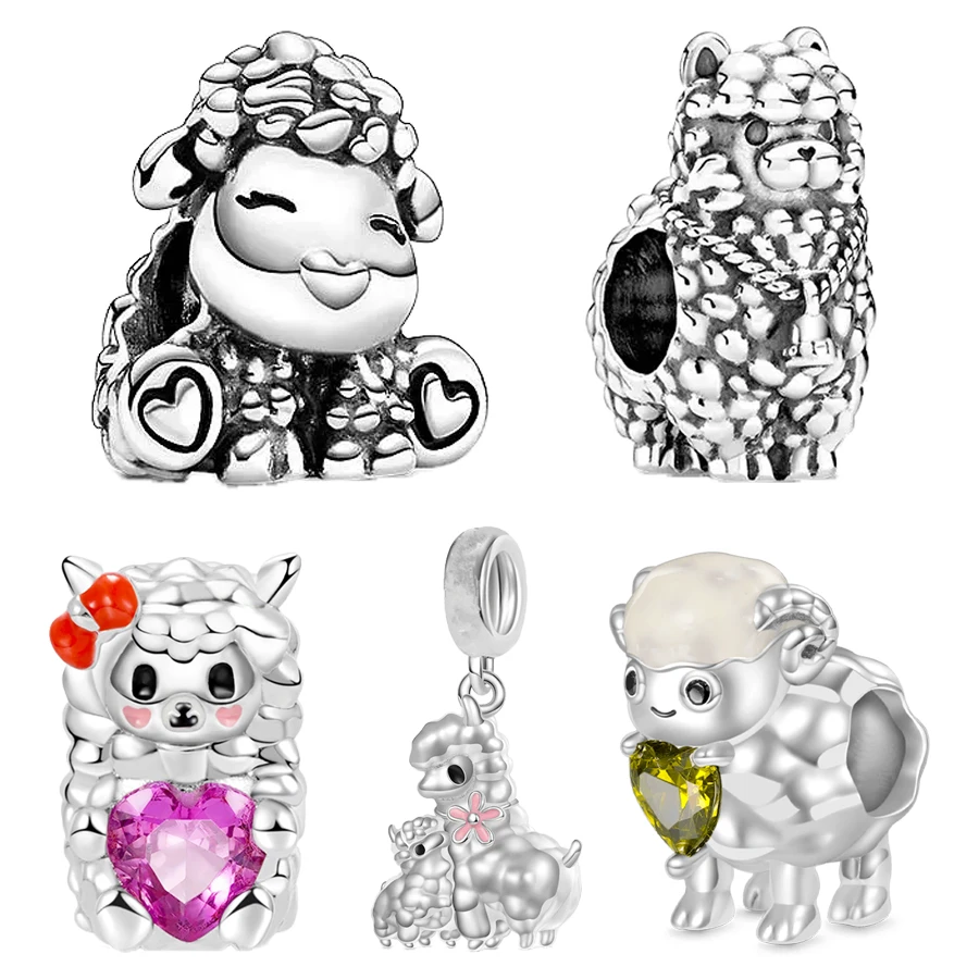 Hot Sale Cute Beautiful Sheep Dangle Charm Beads Fit Original Pandor 925 Sterling Silver Bracelet DIY Women Jewelry Fashion Gift