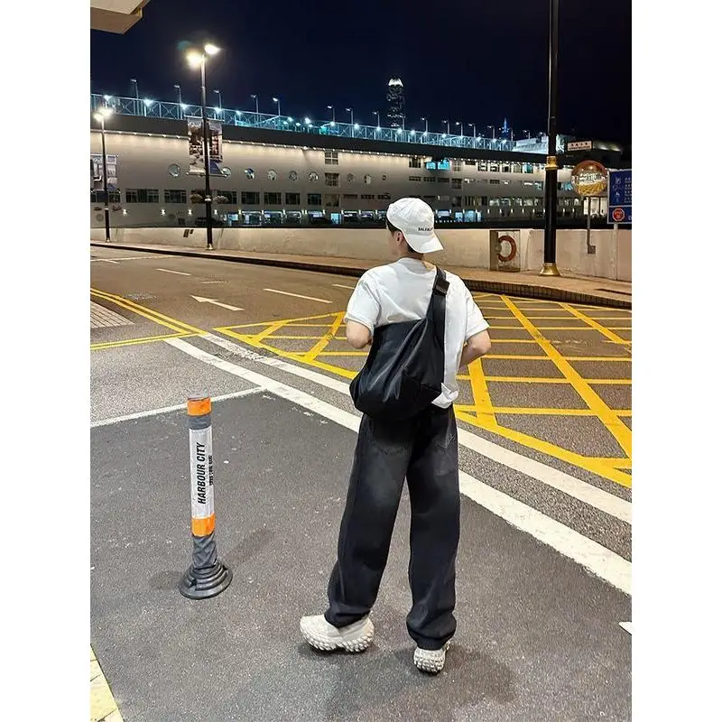 

Мужские ретро-джинсы с широкими штанинами, свободного прямого кроя, с высокой талией, из хлопкового стрейч-денима, длиной в пол, модные 2025