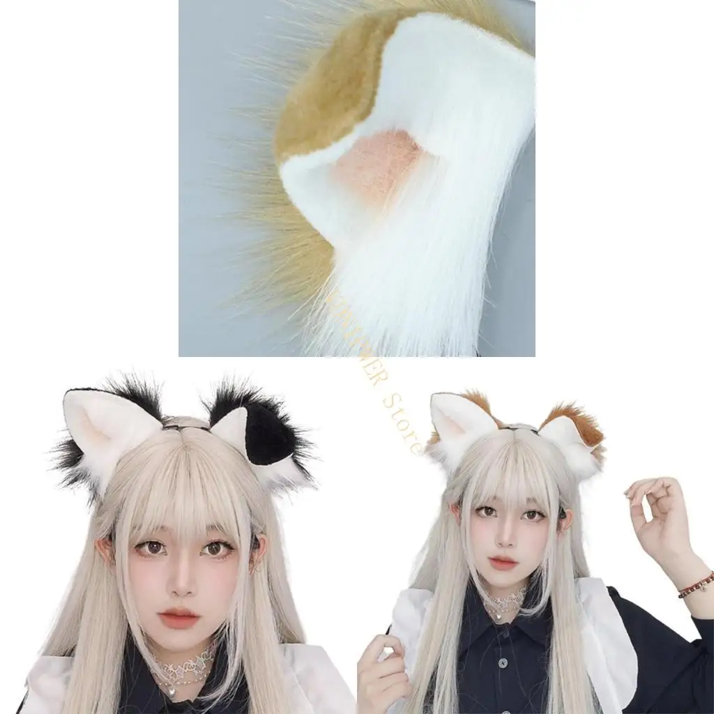 

Punk Anime Hairhoop Plush Dog Ears Headband Cosplay Costume Halloween Party Headdress Women Role Playing Headwear D08E