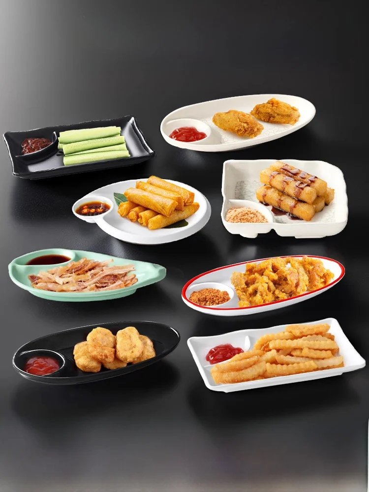 Plato para bar, plato para dumplings de calamar con mostaza, plato comercial para patatas fritas, plato para servir arroz Chien, plato para servir flores de arroz