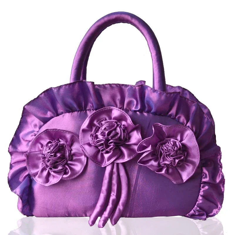 2025 New Bags Bright Cloth Small Square Handbags Vintage Women Loose Change Bag Makeup Flower Girl Umbrella Silk Middle Package