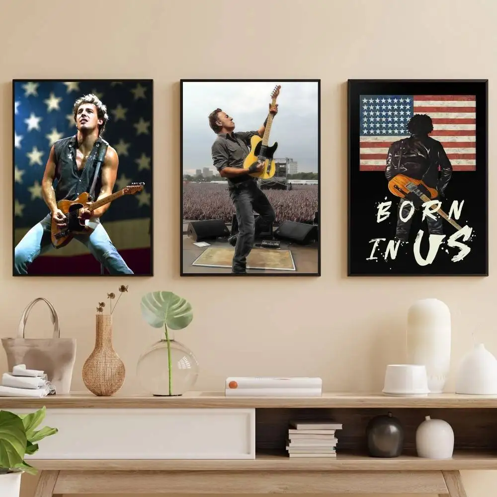 

B-Bruce Springsteen Poster Self-adhesive Art Waterproof Paper Sticker Coffee House Bar Room