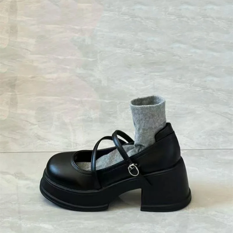 Modische, heiß begehrte, sexy High Heels für festliche Anlässe, Frühling/Herbst, neue runde Zehenpartie, quadratischer Absatz, bequeme, lässige Damenschuhe – Detail 7