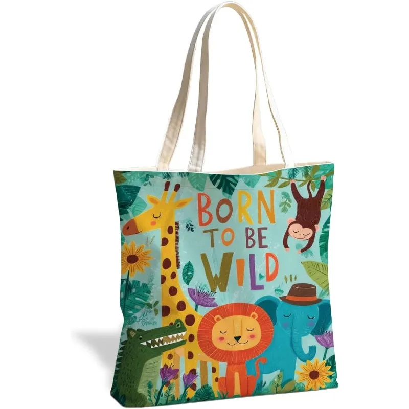 Cute Animal Reusable Tote Bag Adorable Fun Design Shopping Daily Use Work School Travel Children School Opening Gift