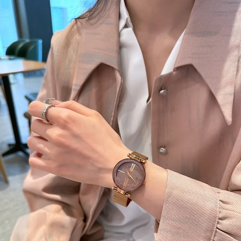 New student fashion trend starry sky ladies hand watch niche water luxury high-end quartz watch casual birthday gift