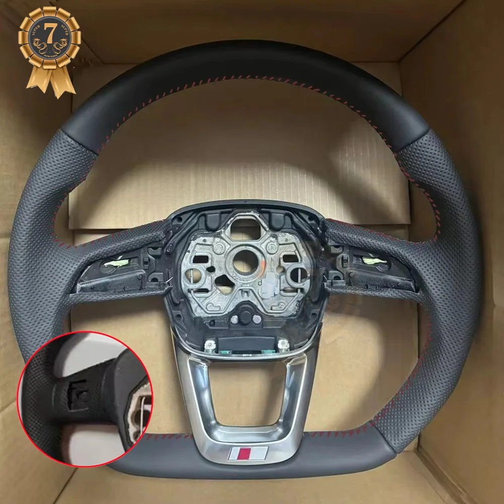 Platte bodem voor Audi Q3 multifunctionele geperforeerde lederen RS/S logo stuurwielbasis