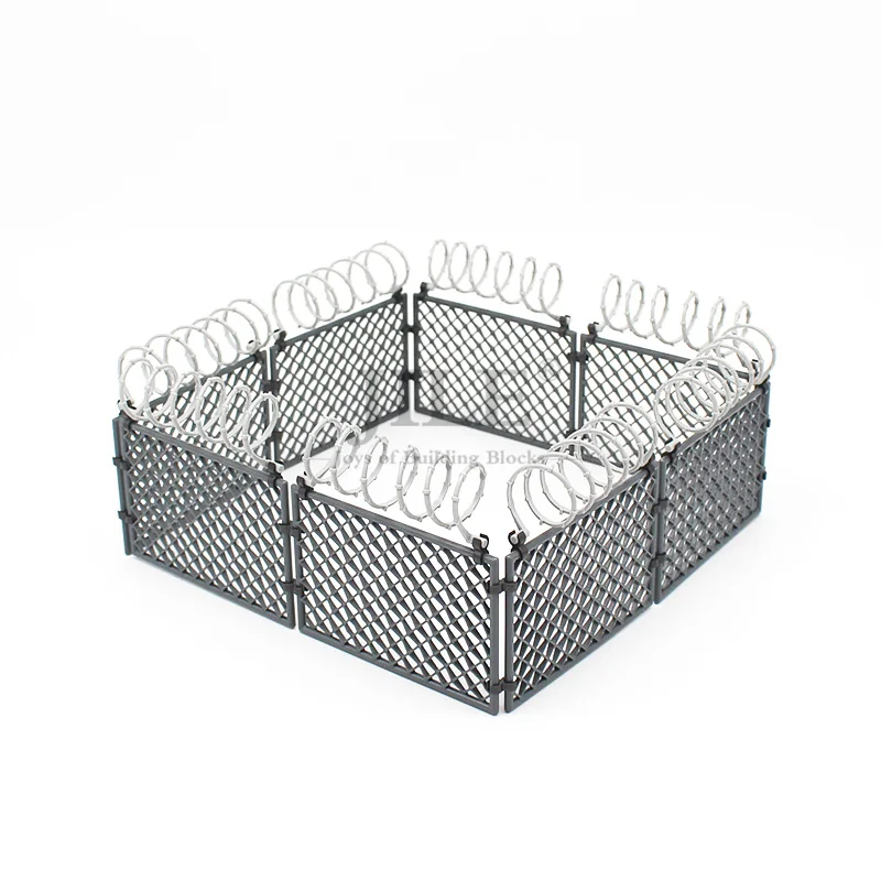 City Military Base Scene Barbed Wire Building Block MOC Parts Brick Compatible with Chain Fence Mesh Isolation Net Brick