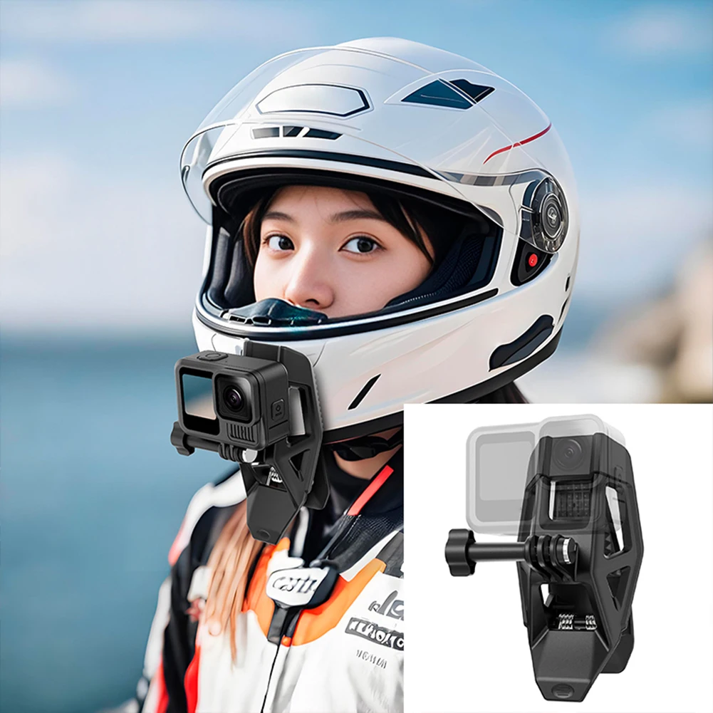 دراجة نارية خوذة حزام الذقن جبل ل DJI Osmo 360/Action5 PRO/4/3/GoPro 13 كاميرا عدسة الحرس ل Insta 360X5X4 الملحقات