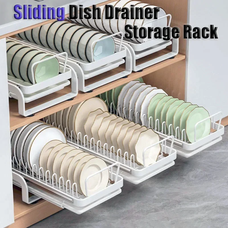 Large Sliding Dish Drainer Kitchen Sink Dish Storage Rack Cabinets Drawers Organizer Shelf Chopstick Barrel kitchen Accessories