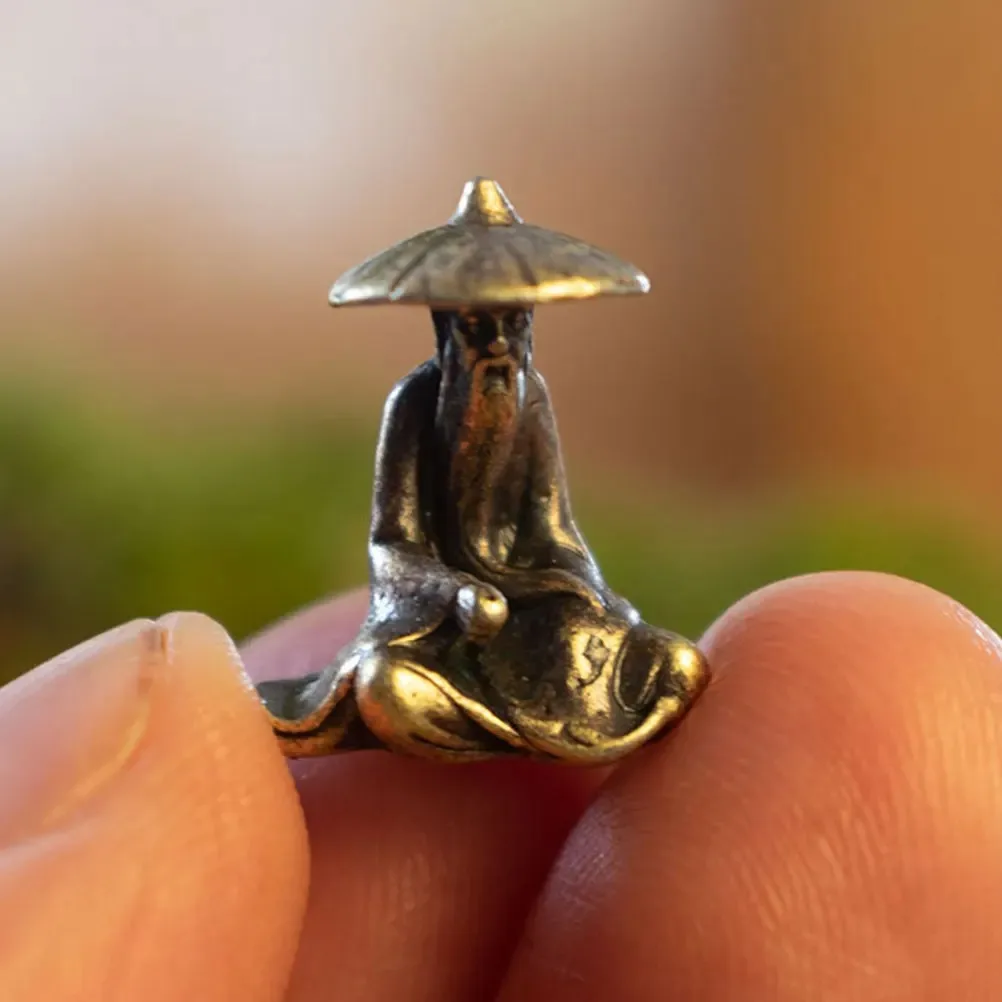 Mini Alloy Sitting Fisherman Figurine Fairy Garden Fishing Statue Micro Landscape Small Decor Ornaments