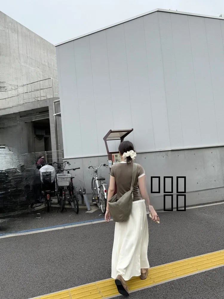 

Elielim Summer New Sle Women's Skirt Fi Tail f-length Cry White Texture Anti-wrinkle A-line Umbrella Skirt