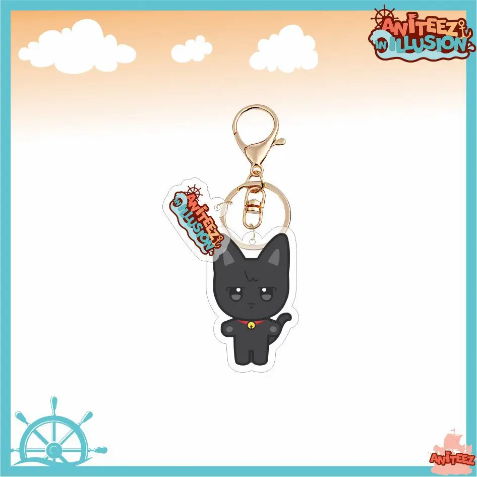 1 or 8pcs KPOP ATEEZ Keychain Keyring Aniteez Cartoon Character Acrylic Pendant Lovely Hongjoong Seonghwa Yunho San Accessories