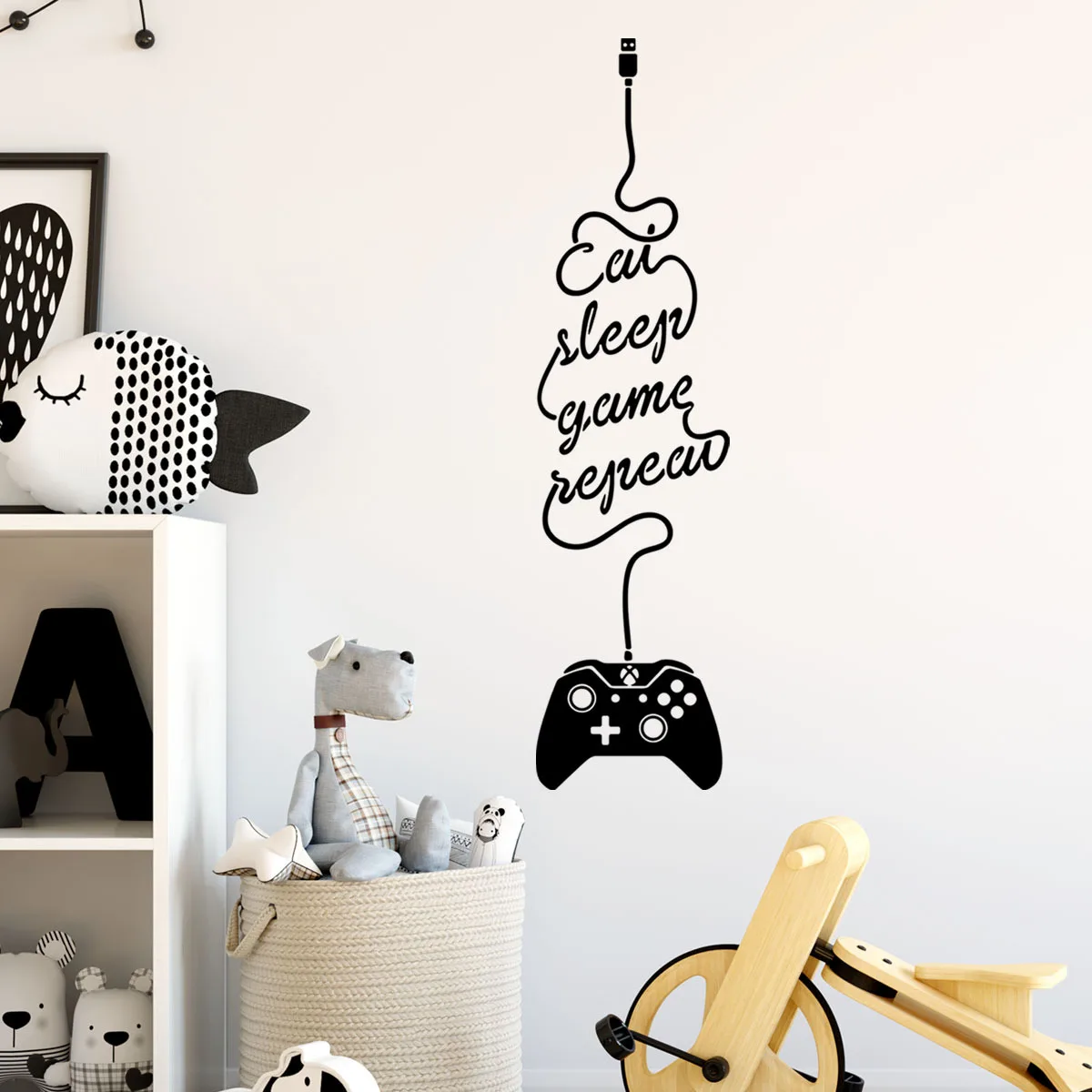 

30*90cm English Slogan Game Handle Graffiti Wall Sticker Background Wall Living Room Bedroom Study Decoration Mural Wall Sticker