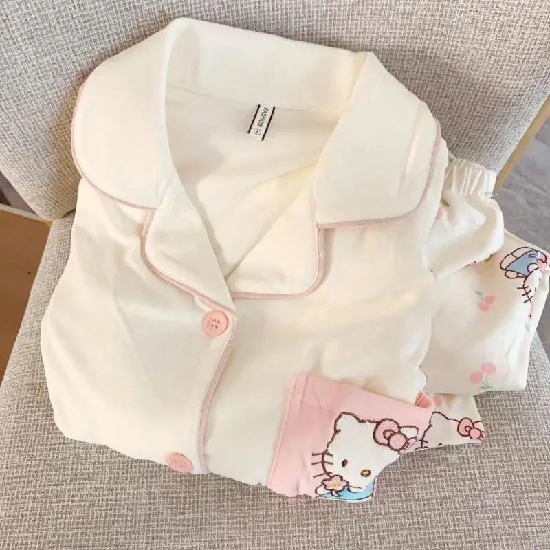 

Пижамы Hellokitty для девочек, зимний утолщенный немецкий бархатный теплый костюм, стильная милая милая домашняя одежда с героями мультфильмов, которую можно носить на улице