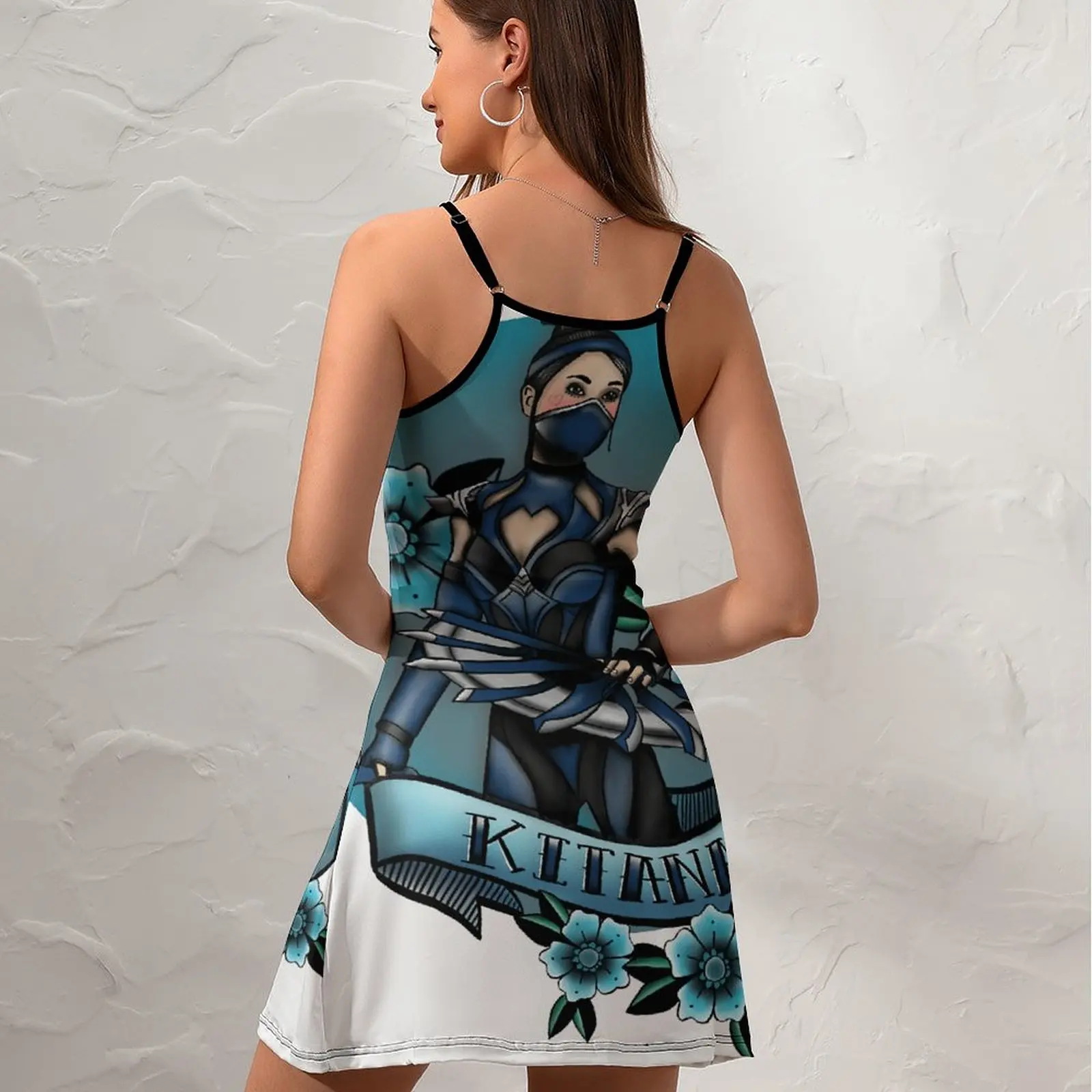 Kitana Mortal Kombat Old School Tattoo St  Women's Sling Dress Humor Graphic Dresses Unique Sexy  Woman's Gown Cocktails