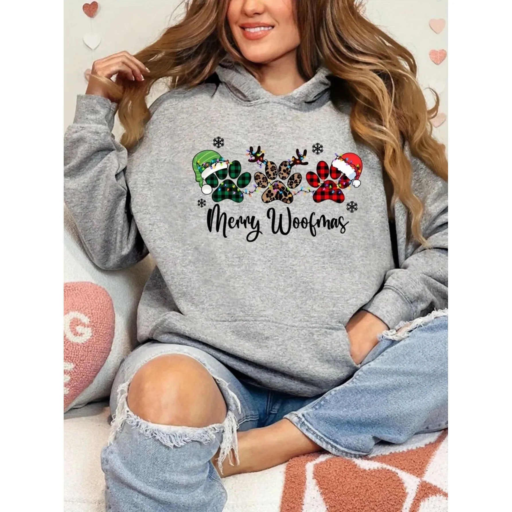 

Женская толстовка с капюшоном Merry Cisas с шапкой Cisas с узором лося, вязаное волокно Coolmax, не устойчивое к деформации