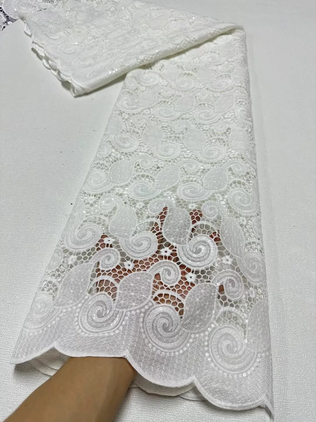 High Quality Tulle Lace Fabric for Sewing  Cotton Sequins African Nigerian Wedding Party Gown  Embroidered Dress  5Yard  JL398