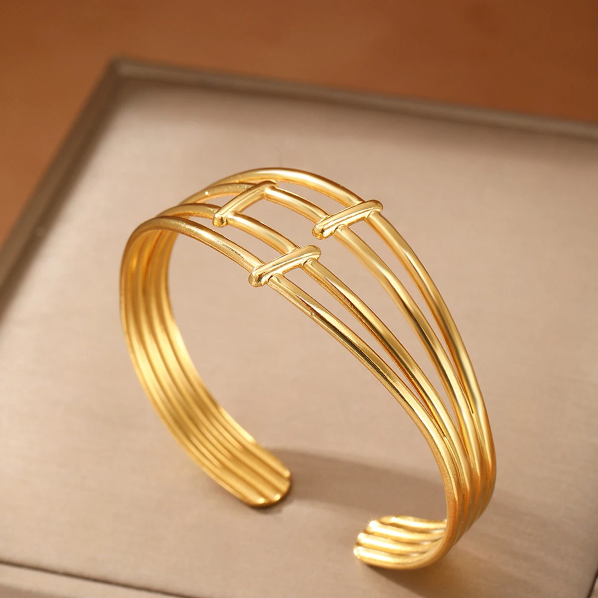 Stainless Steel  Bracelets For Women Luxury Irregular Wide Textured Open Bracelet New Trendy Aesthetic Jewelry Gift