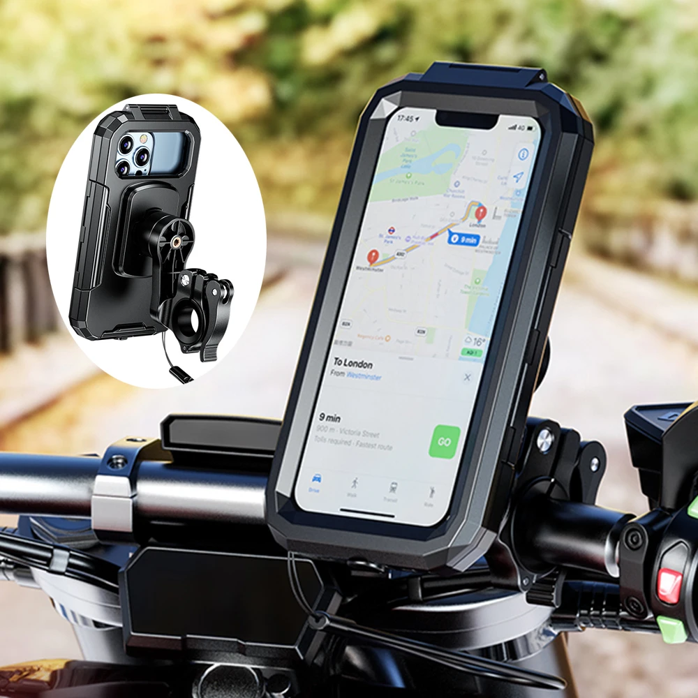 

Универсальный держатель для телефона на 360 градусов, держатель для телефона на велосипеде и мотоцикле для 5,5-6,8 дюймов, подставка для мобильного телефона, противоударный кронштейн, GPS-зажим