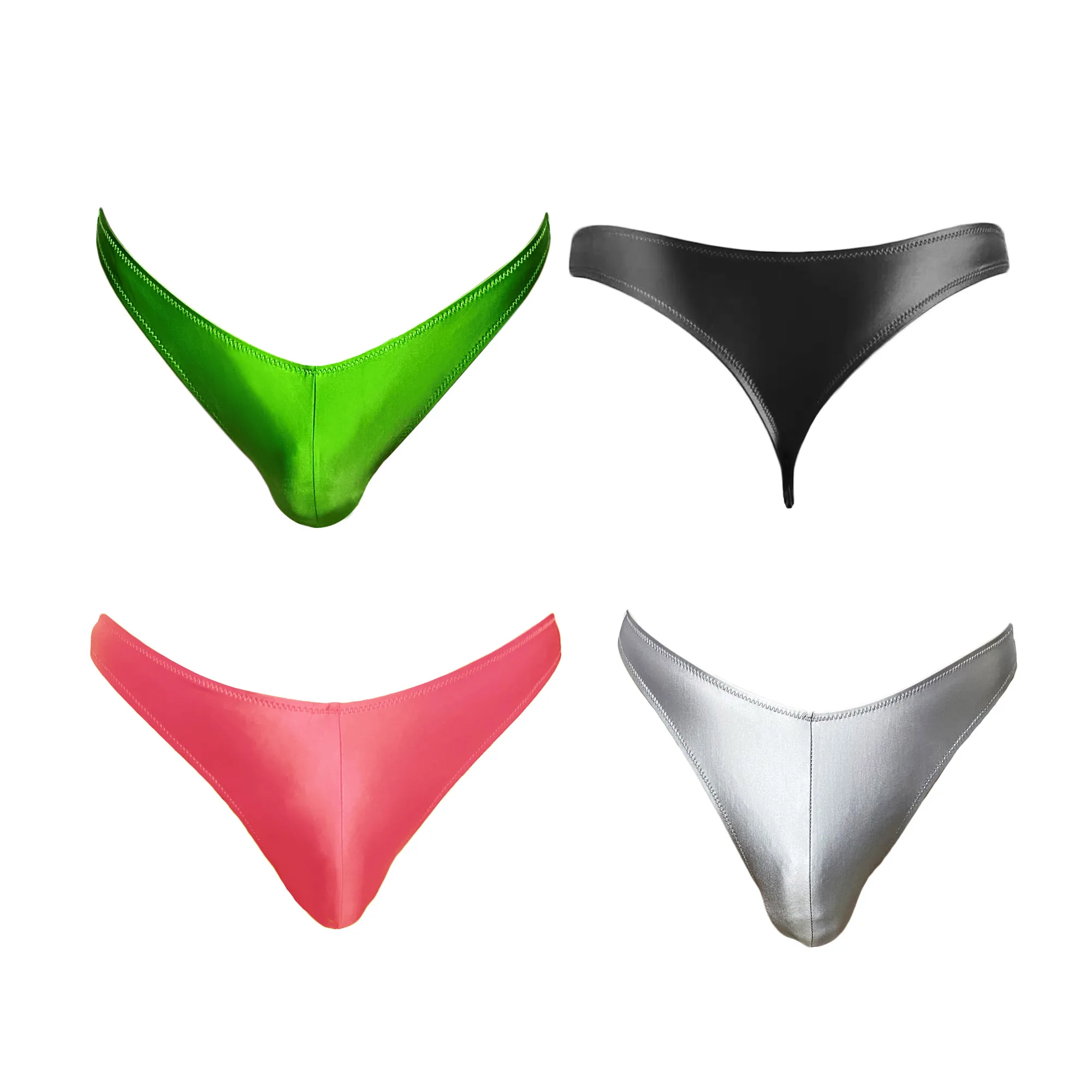 XClocKNYoung satin glossy men thongs Low rise larger waist glossy oversized underwear solid bikini high score bikini underwear