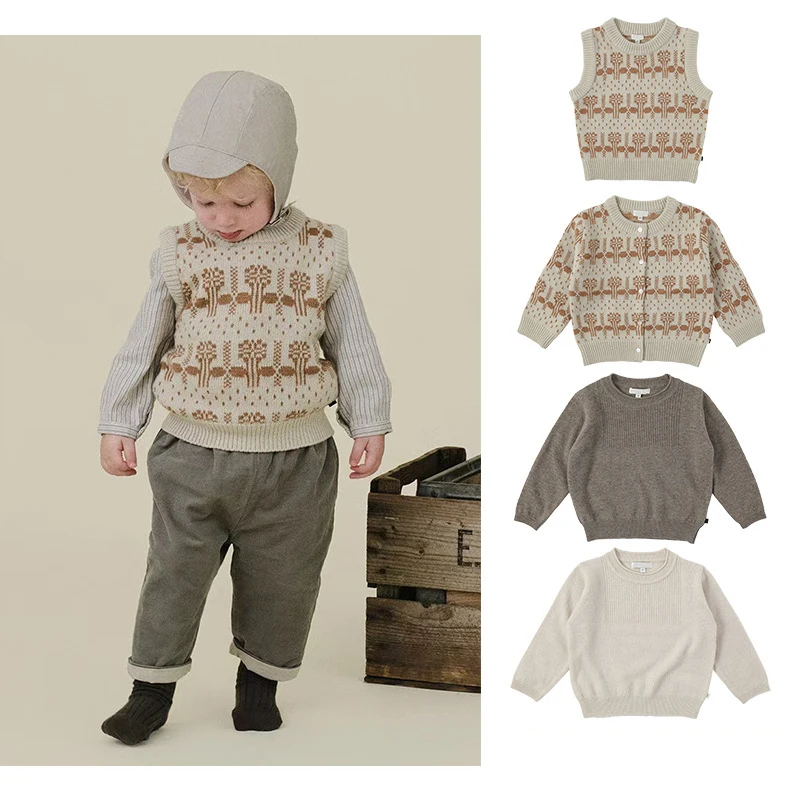 

Children's Sweater 2025 BENE Autumn and Winter New Ultra-fine Wool Sweater for Boys Soft Vest Girl Round Neck Pullover Sweater