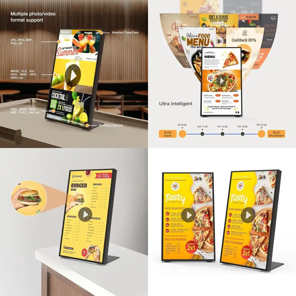 

Настольная цифровая вывеска высокой яркости 18,5 дюймов для ресторанов и магазинов - редактор веб-контента на Android