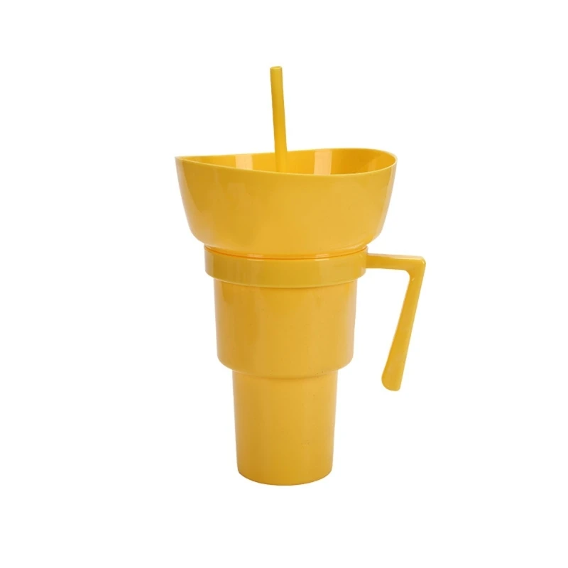 lanche e bebida, tigela bebida combinada multifuncional, recipiente portátil lanche, milho com alça e canudo