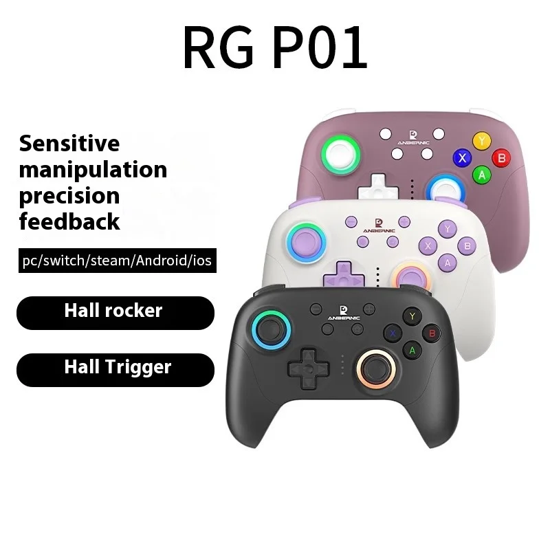 ANBERNIC RG P01 RGP01 Gamepad Bluetooth Wireless RGB Hall Effect Joystick XBOX Game Controller Custom For PC Android IOS Steam