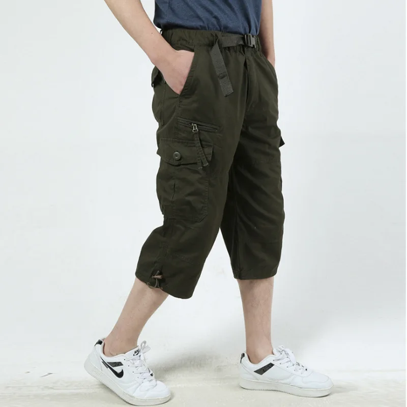 Summer Baggy Capri Pants Men's Plus Size 5XL Shorts Fashion Casual Thin Big Cargo Short Pants Mens Bottoms