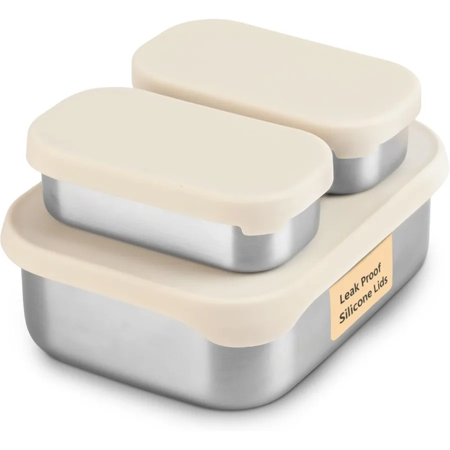 

Герметичный ланч-бокс из нержавеющей стали с силиконовыми крышками для универсального обеда prep и onthego, идеально подходящий для работы в школе походов.