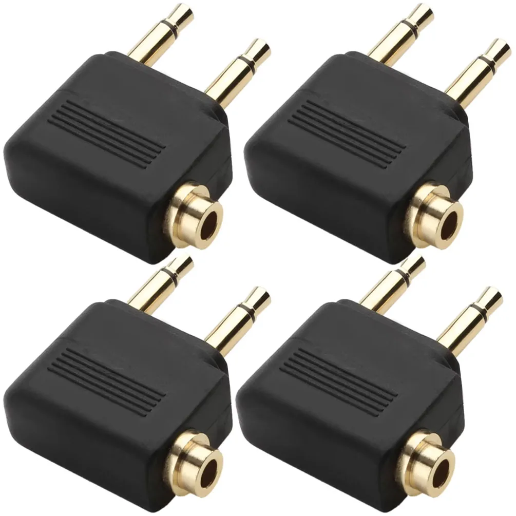 4PCS Plated Wired Injected Mold Aviation Airplane Headphone Audio Plug Adapter for In-Flight Entertainment System