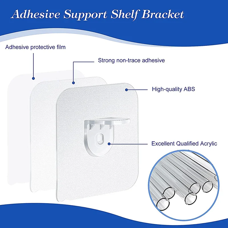 Adhesive Support Shelf Bracket Non-Perforated Wardrobe Strong Partition Layer Fixed Paste Hook Home Kitchen Accessories