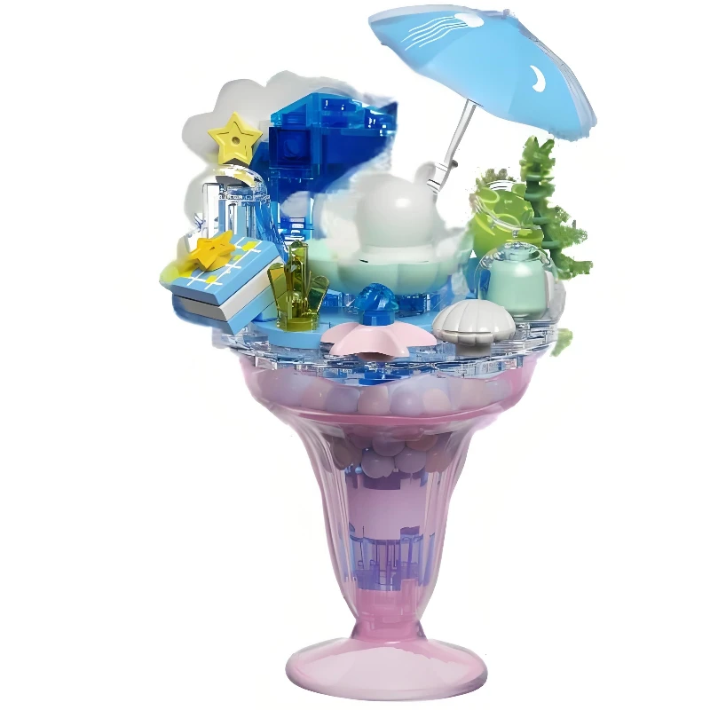 MOC Candy Pudding Sundae Drink Cups Building Blocks Set Play House Ice Cream Cups Decor Toy Children Adult Holiday Birthday Gift