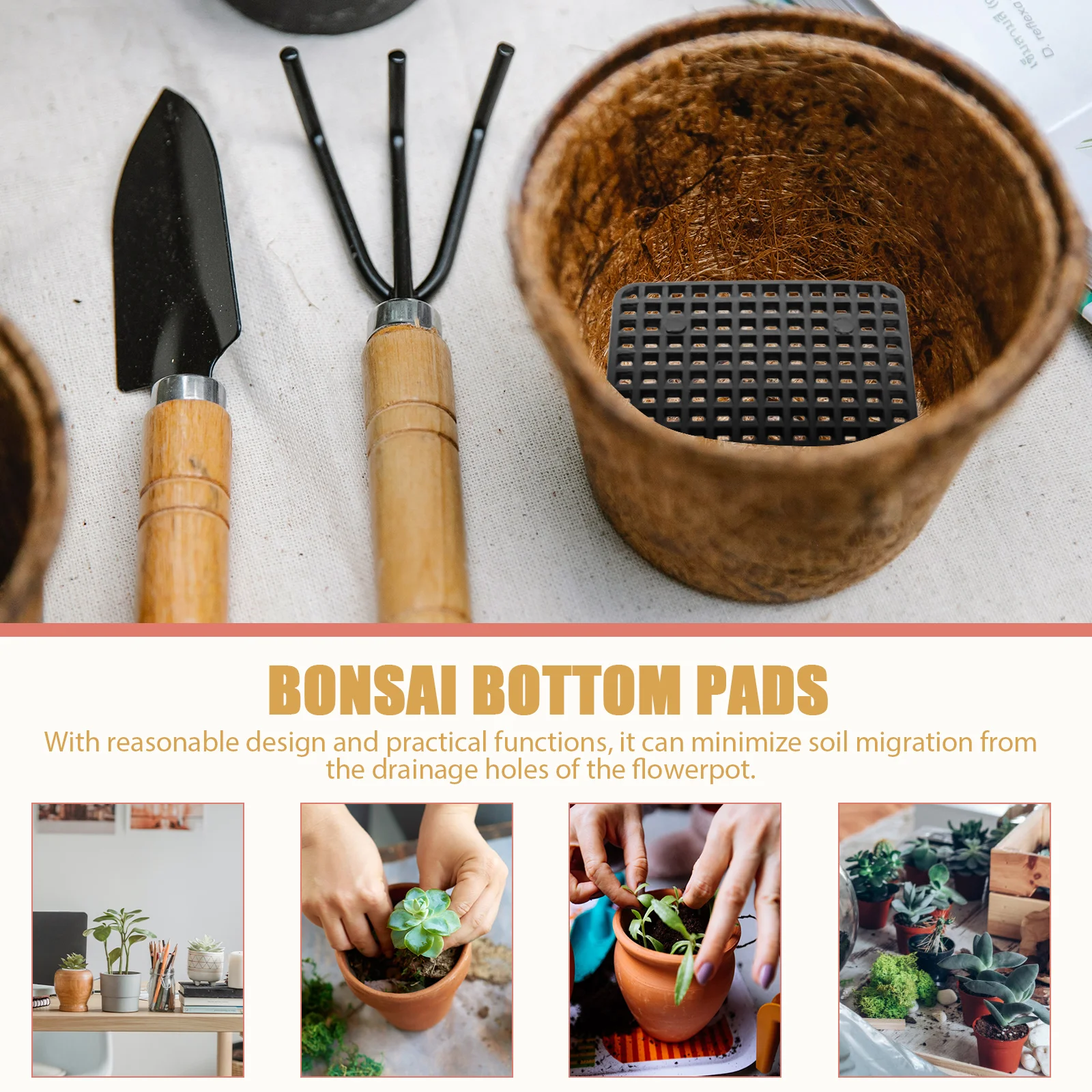 

30pcs Flower Pot Mesh Pads Plastic Grid Spacers Bonsai Round Filters Planter Hole Mats Soil Leakage Insect Prevention Drainage
