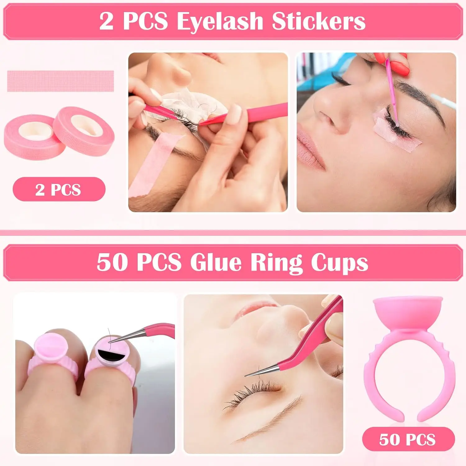 6 in 1 Eyelash Extension Supplies Lash Extension Kit USB Air Conditioning Blower Silicone Pad Under Eye Gel Pads Mini Makeup Set