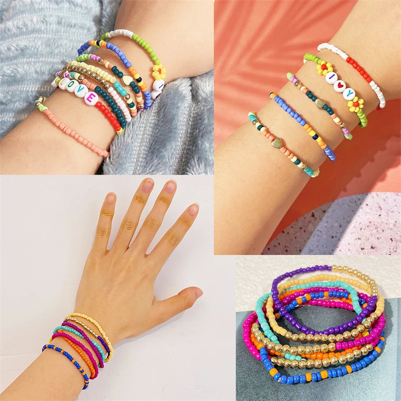 Bulk glass beads Baked paint glass rice beads Charms DIY jewelry creation beads Glass flower beads Jewelry making materials