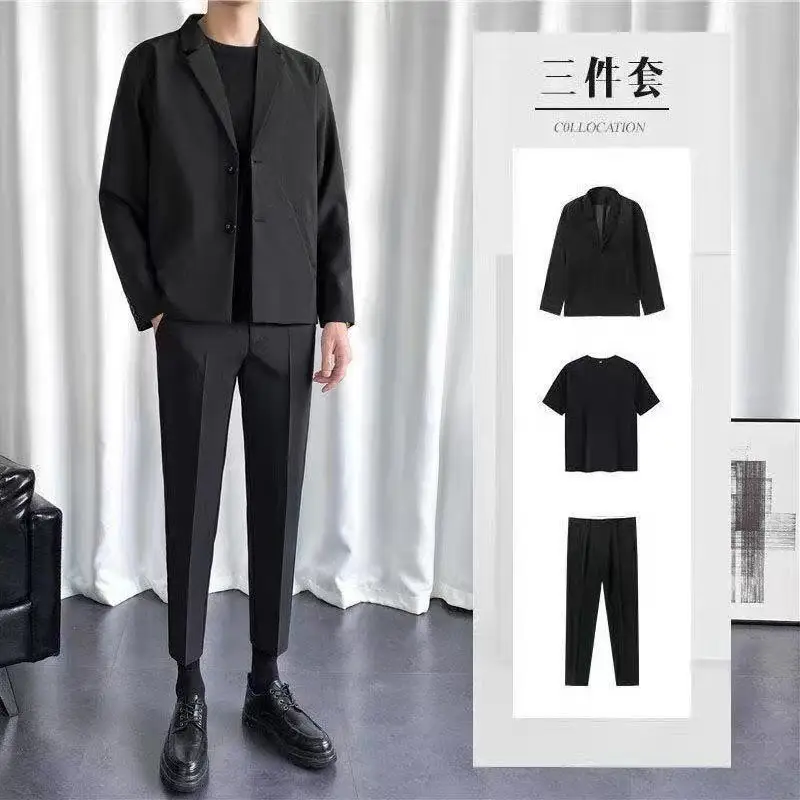 4-A110  Suit suit Men\'s Autumn Slim-fit Pants Men\'s Casual Pants Korean Style Spring and Autumn Loose Small Suit Jacket