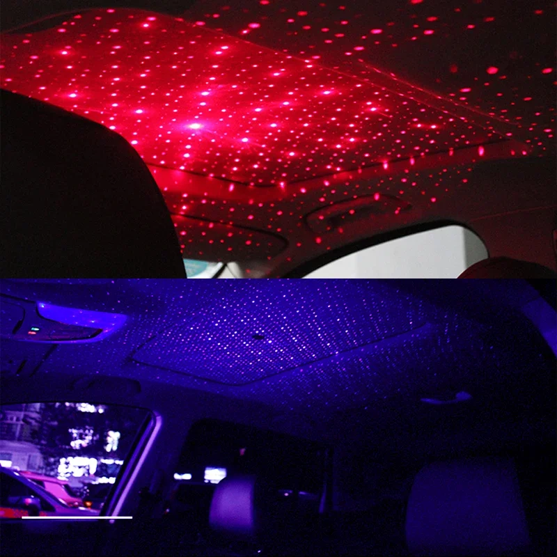 Auto USB Atmosphere Lamp DC 12V Star Ceiling Reading Laser Projection Decorative Red Led Car Trunk Roof Interior Dome Read Light