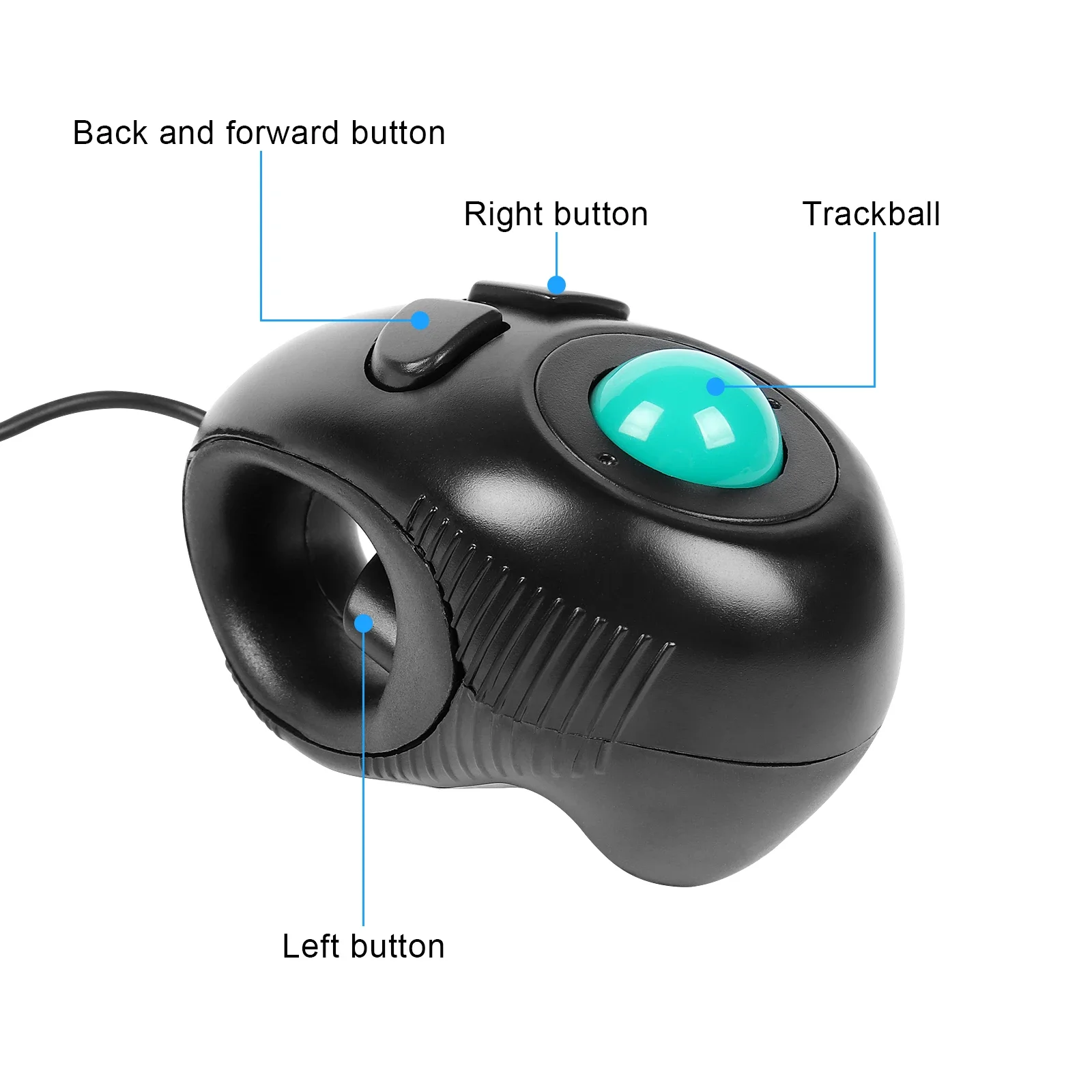 Handheld Trackball Mouse USB Wired Plug and Play Ergonomic for PC Desktop Laptop